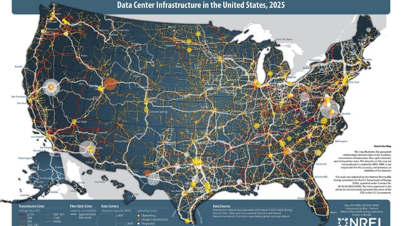 Carte des infrastructures de centres de données aux États-Unis, là où va la dette